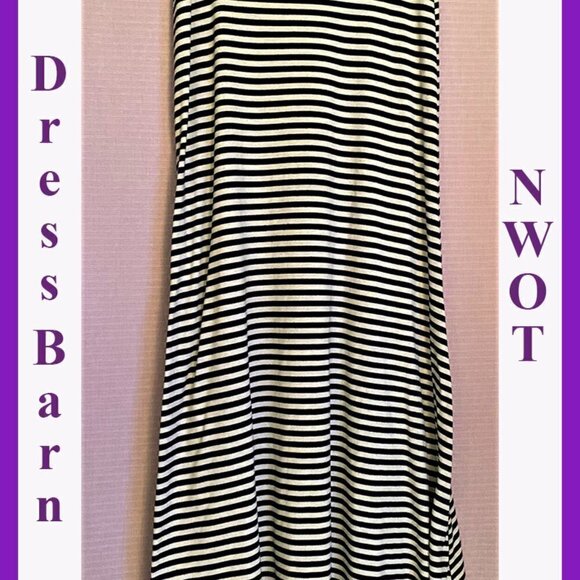 New Without Dress Barn Black and White Stripped Maxi Skirt Size Medium - Picture 3 of 7